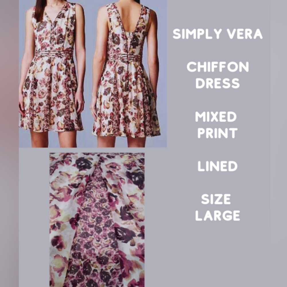 SIMPLY VERA: Chiffon Multi Print Floral Dress